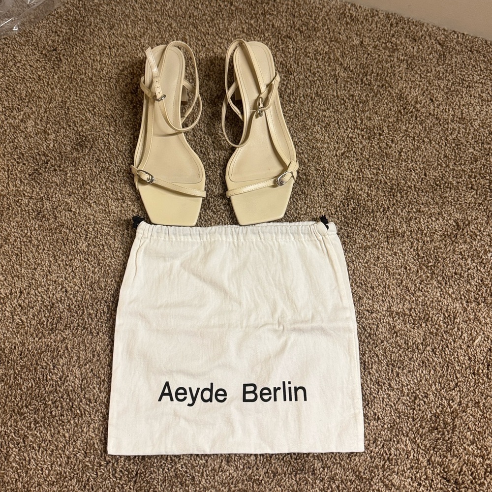Aeyde Beige Strappy Block Heel
